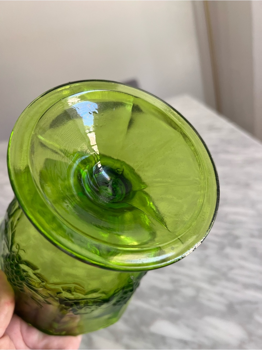Vintage Green Glass Pedestal Compote - Brand Unknown - Picture 3 of 3